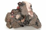 Small, Red Vanadinite Crystals on Manganese Oxide - Morocco #212003-1